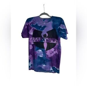 Wu-Tang purple‎ blue tie dye T-Shirt short sleeve cotton streetwear casual